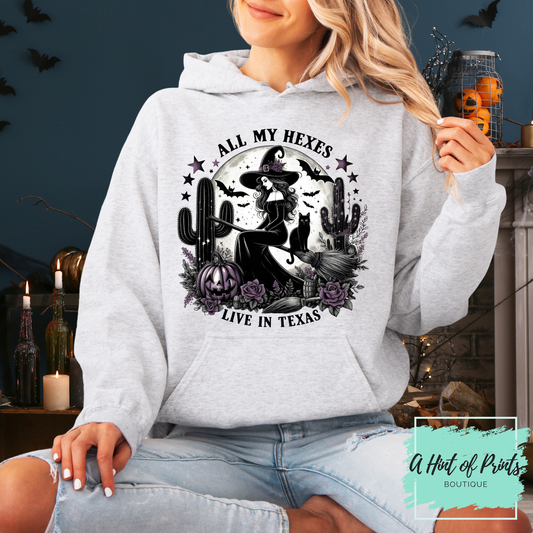 All My Hexes Live in Texas | Witchy Western Hoodie & Crewneck
