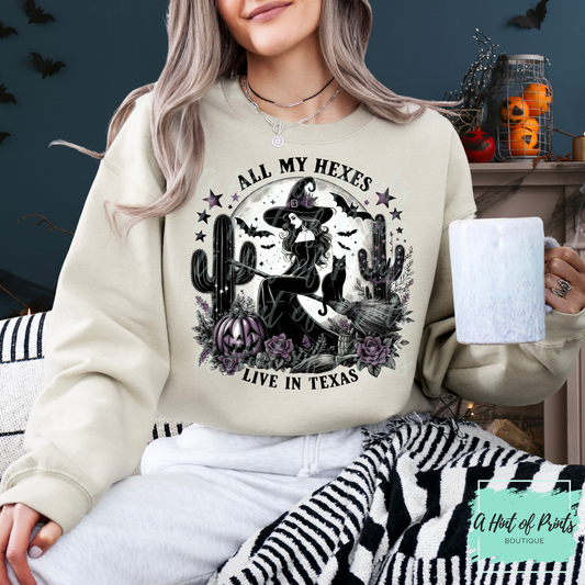 All My Hexes Live in Texas | Witchy Western Hoodie & Crewneck
