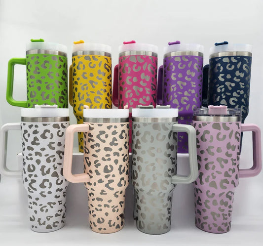 Leopard 40oz Tumbler with Handle