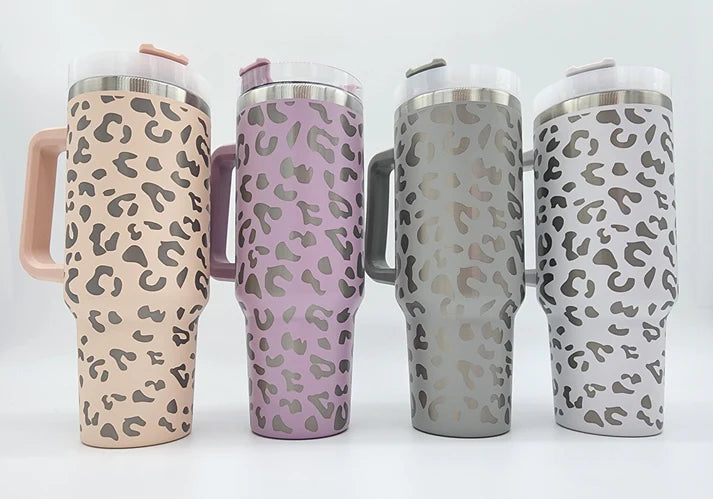 Leopard 40oz Tumbler with Handle