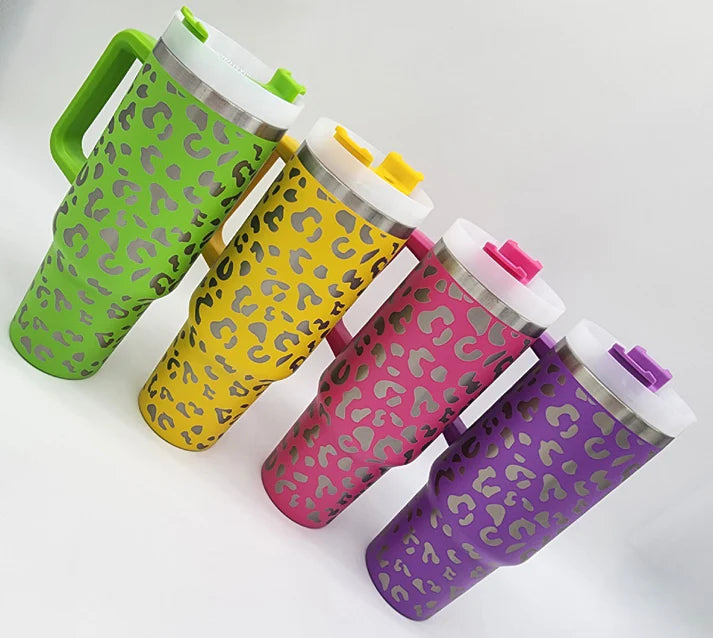 Leopard 40oz Tumbler with Handle