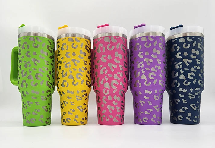 Leopard 40oz Tumbler with Handle