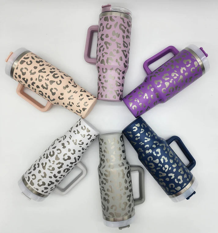 Leopard 40oz Tumbler with Handle