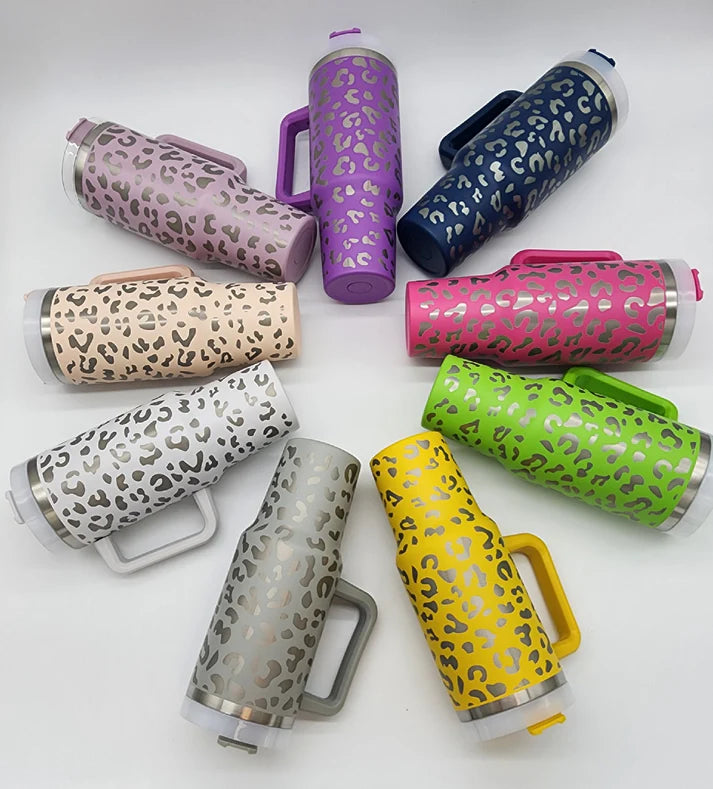 Leopard 40oz Tumbler with Handle