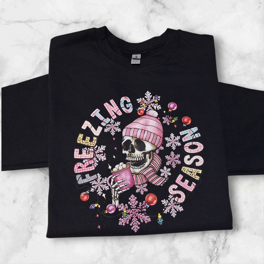 Freezing Season Pastel Skeleton Crewneck Sweater