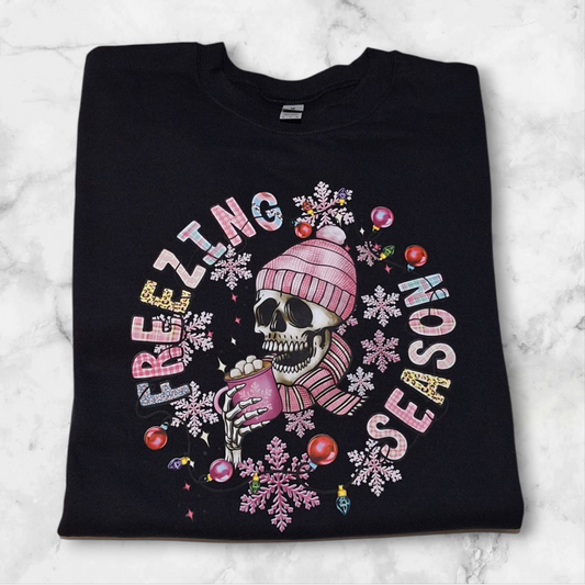 Freezing Season Pastel Skeleton Crewneck Sweater