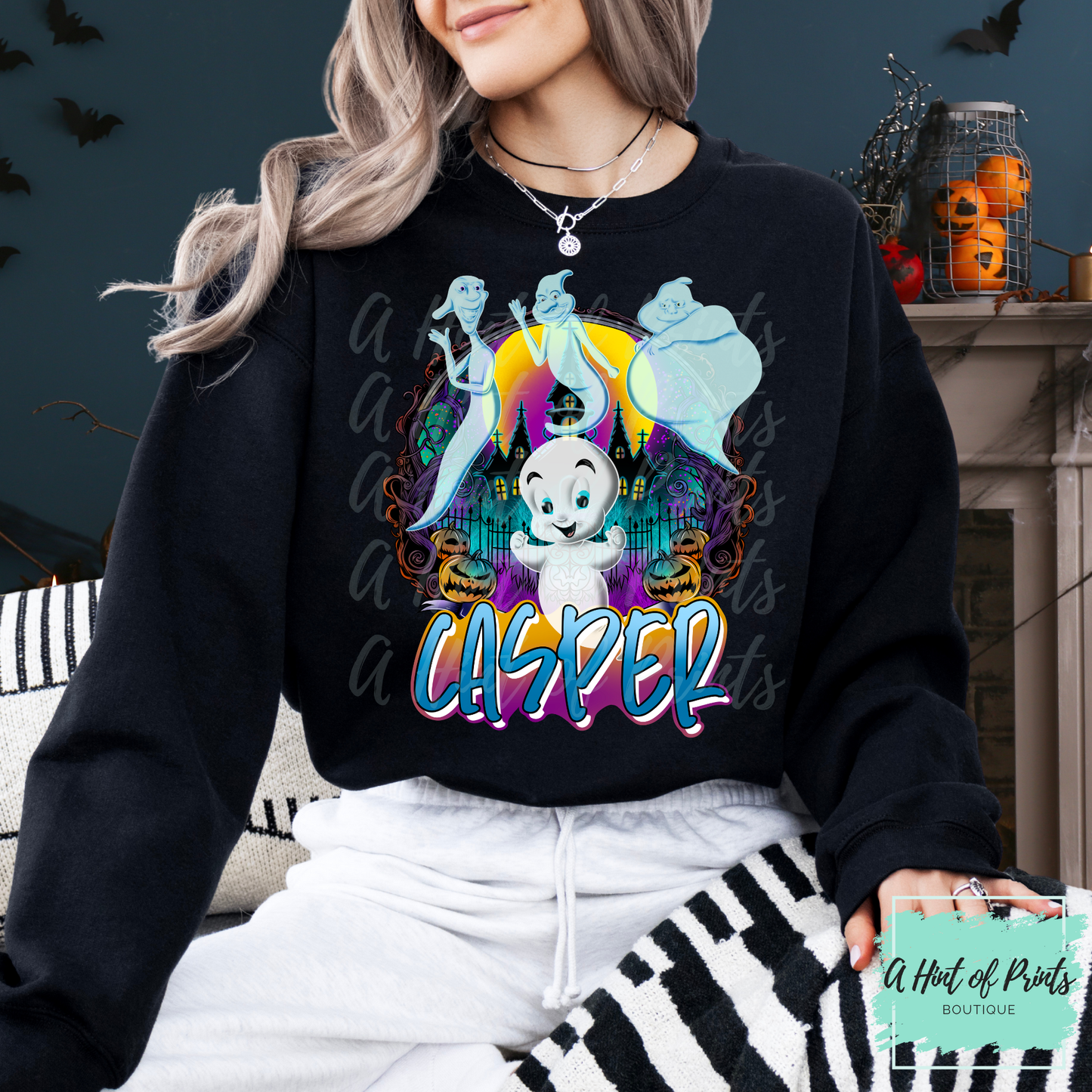 Friendly Ghost Halloween Crewneck Sweatshirt