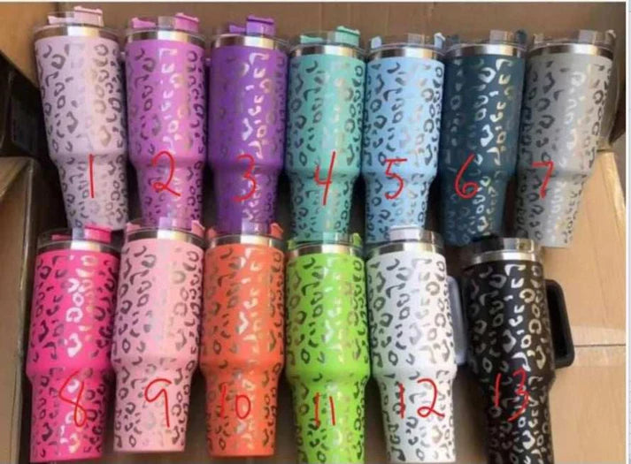 Leopard 40oz Tumbler with Handle
