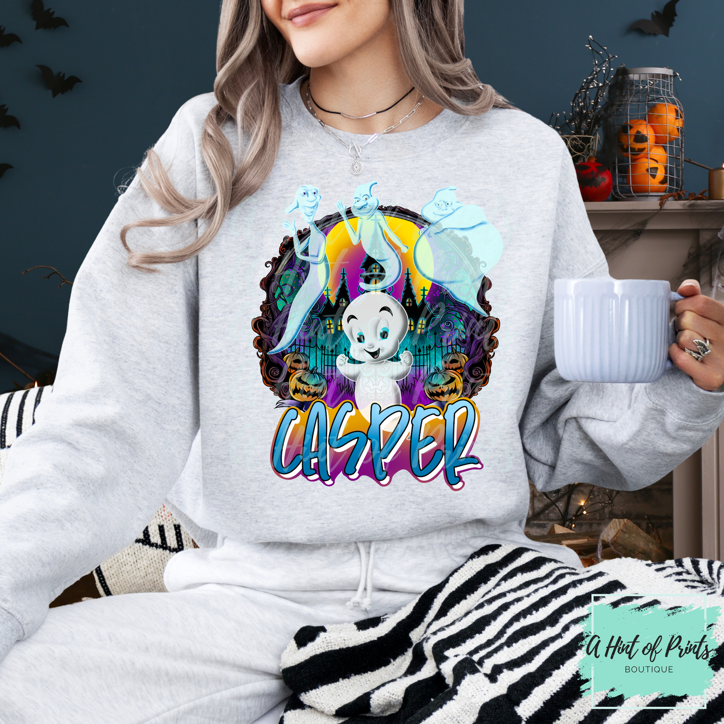 Friendly Ghost Halloween Crewneck Sweatshirt