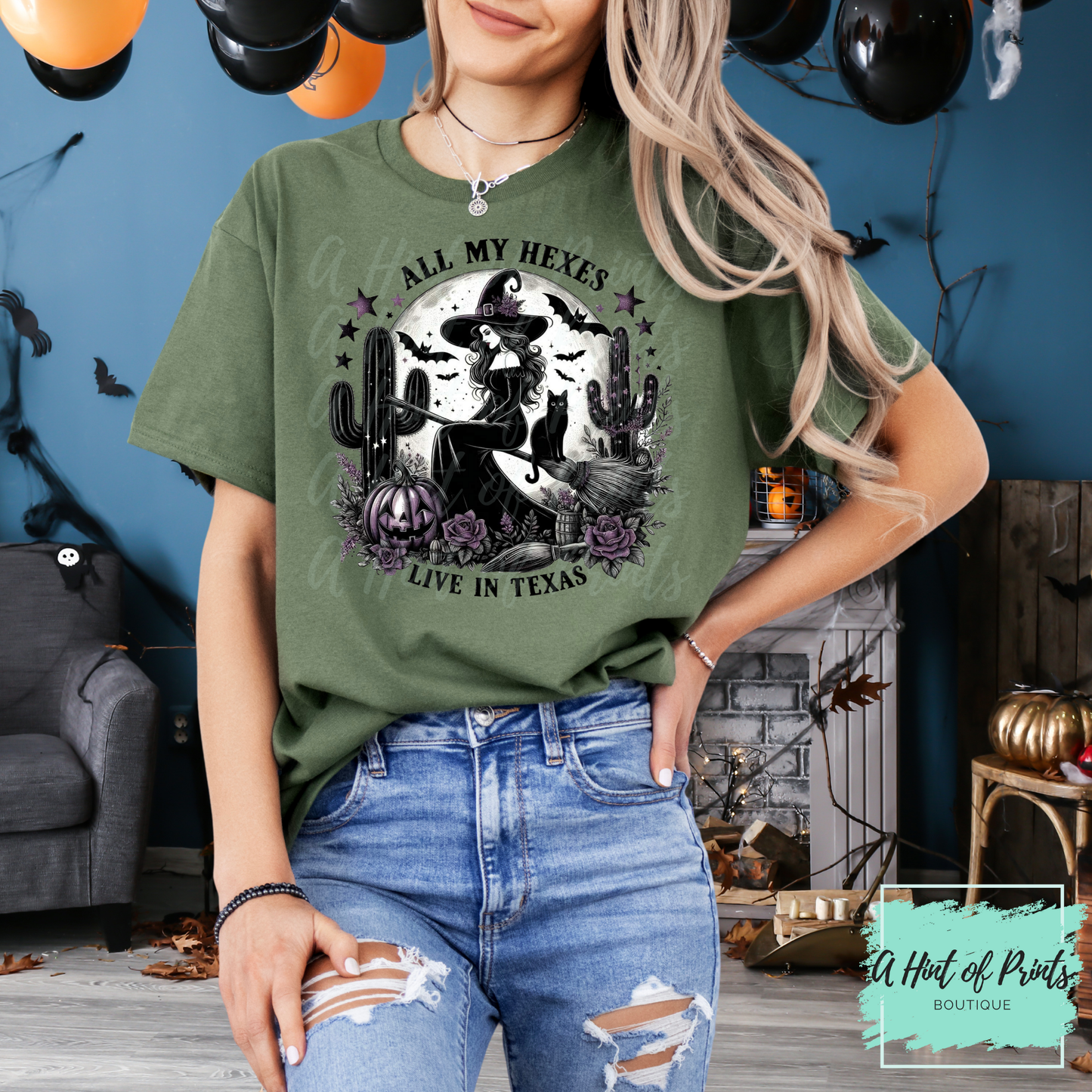 All My Hexes Live in Texas Tee | Witchy Halloween Shirt