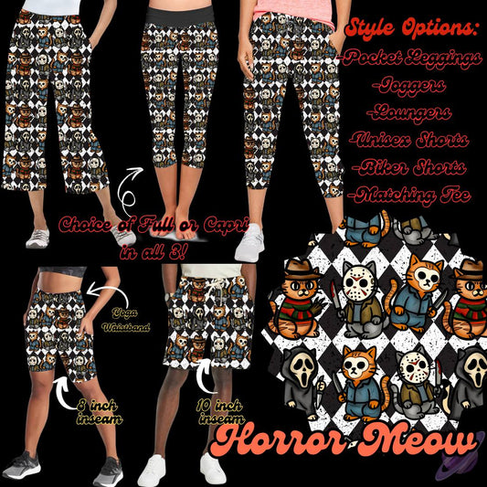 Horror Meow Full-Length Leggings with Pockets | Halloween Cats