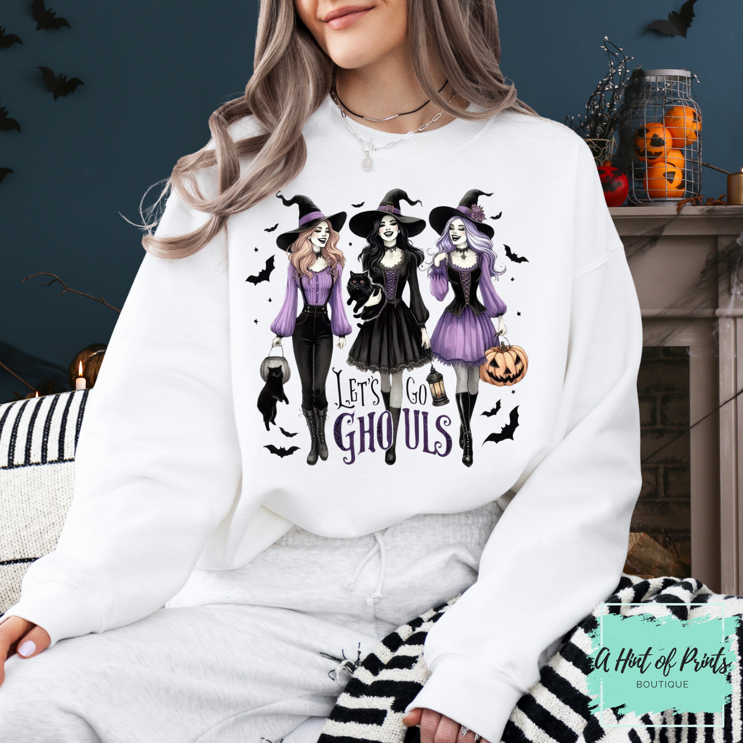 Let’s Go Ghouls Halloween Hoodie or Crewneck – Witchy Sweatshirt for Spooky Season