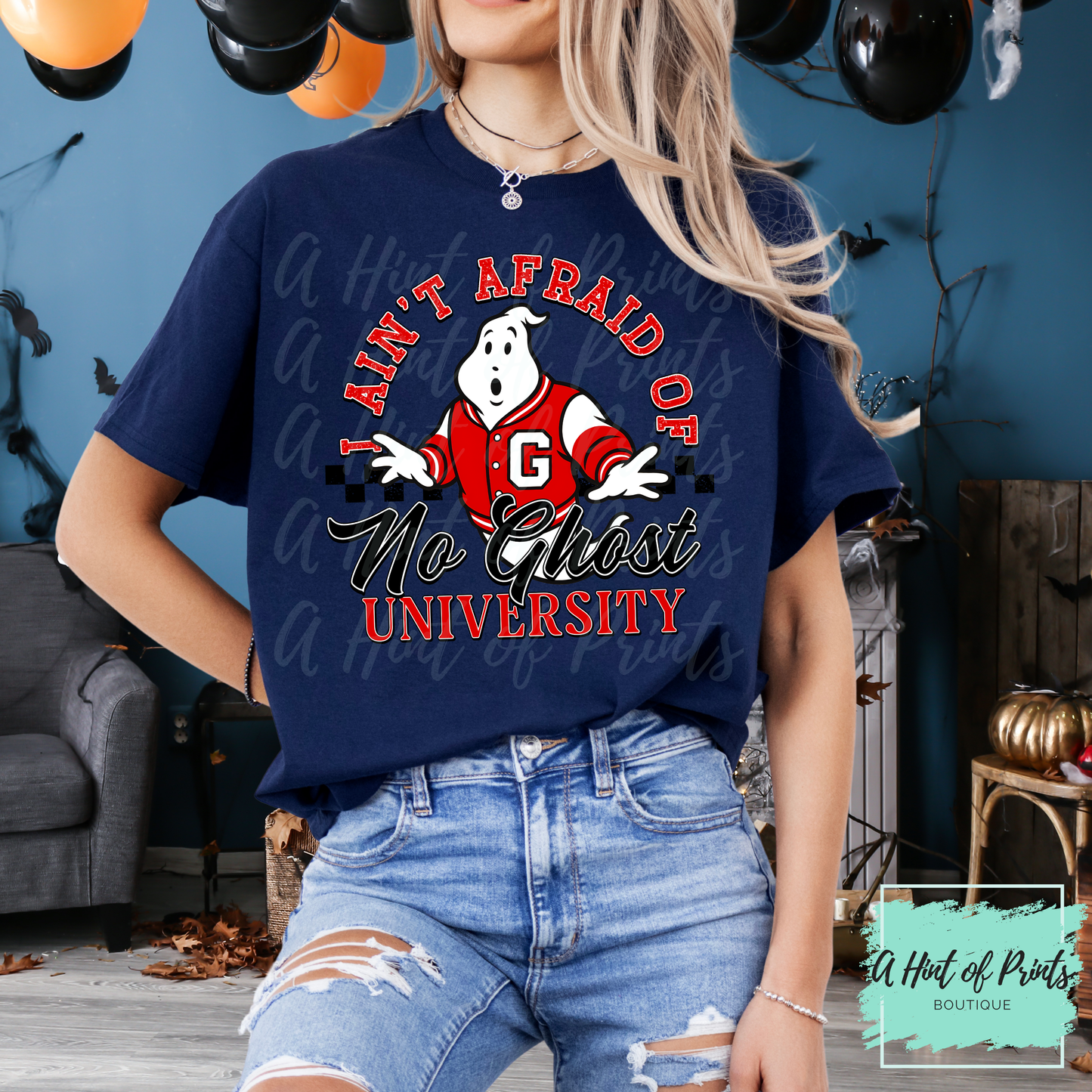I ain't afraid of no ghost university graphic T-shirt