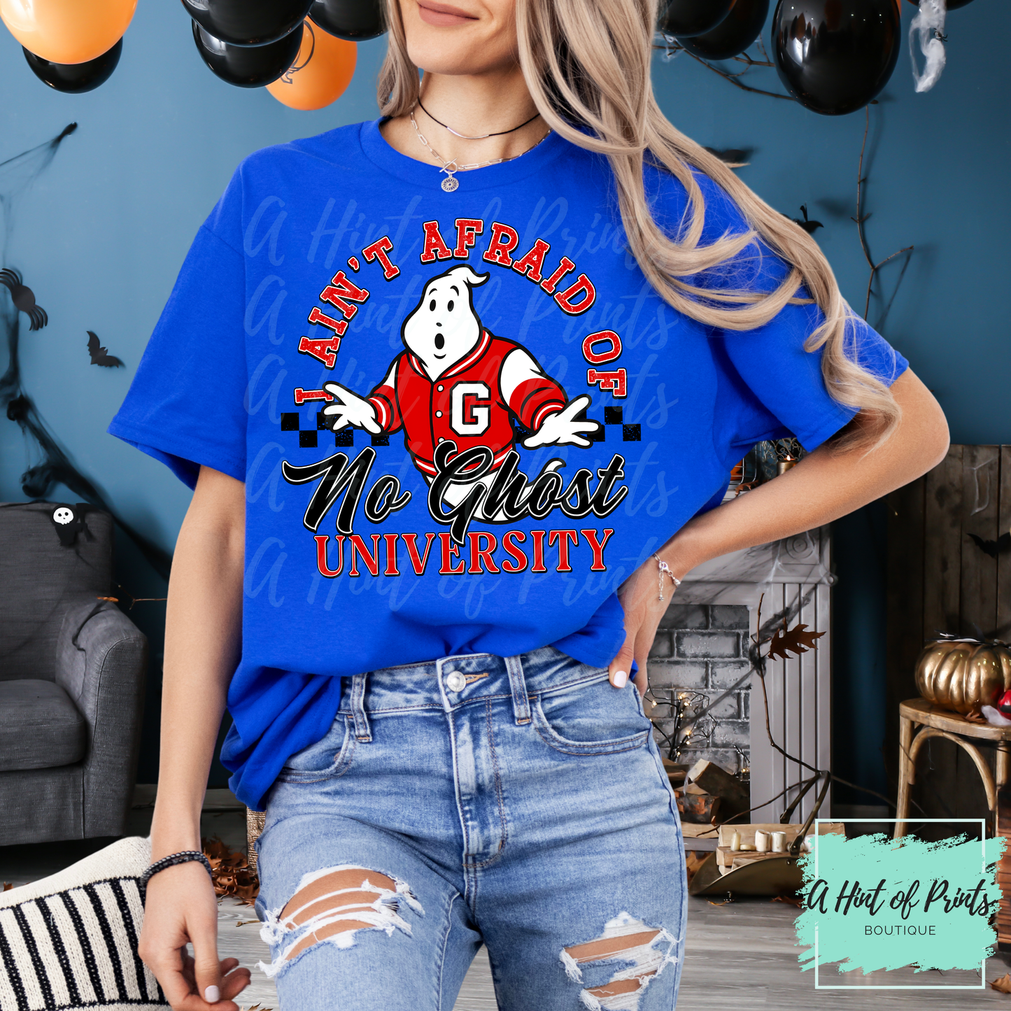 I ain't afraid of no ghost university graphic T-shirt