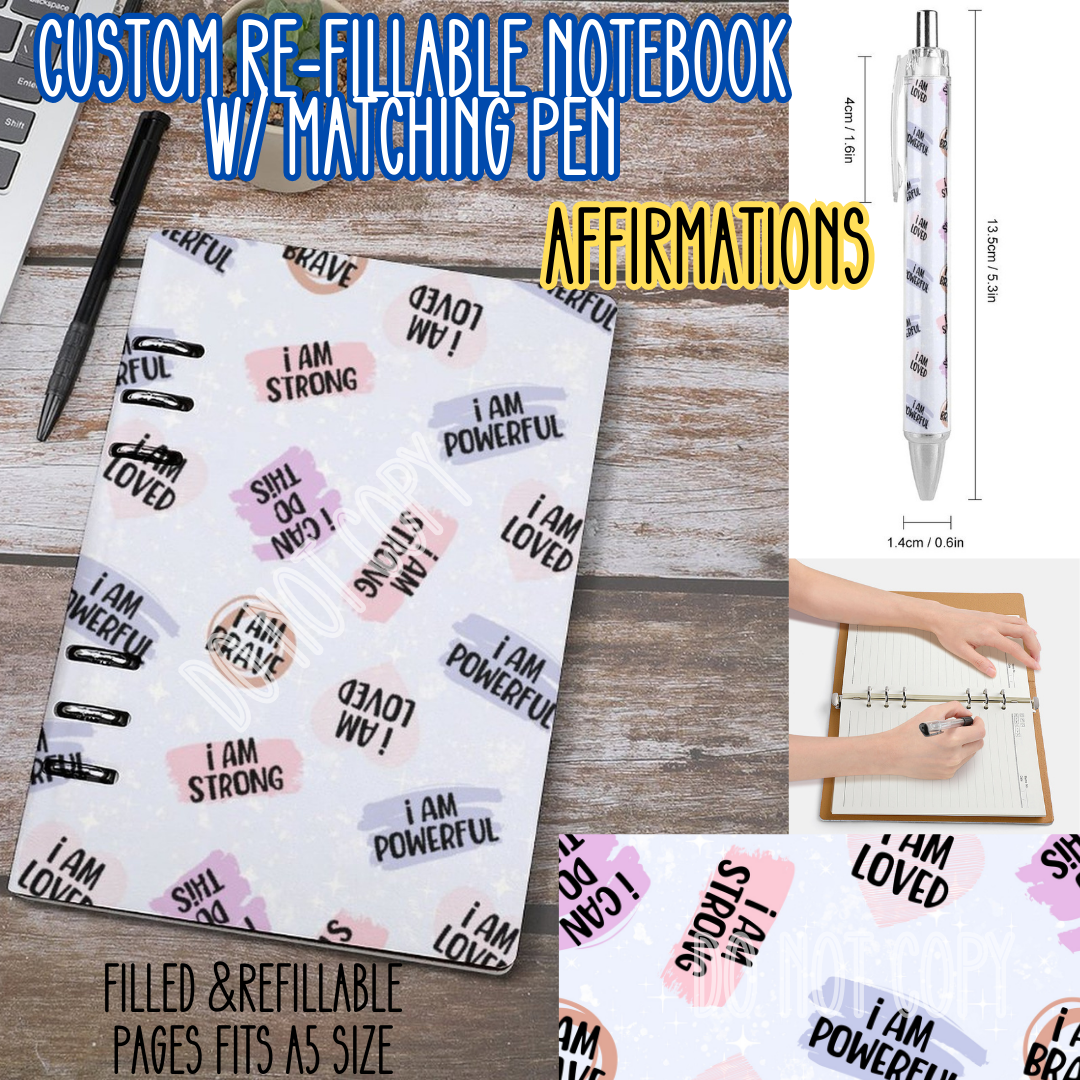 AFFIRMATIONS -Matching A5 Notebook & Pen Set Round 4 Preorder Closing 5/17