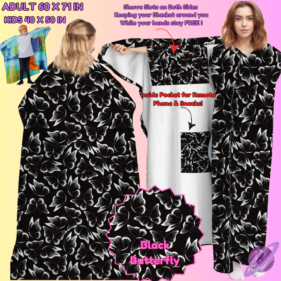 WEARABLE THROW RUN-BLACK BUTTERFLY-PREORDER CLOSING 8/31