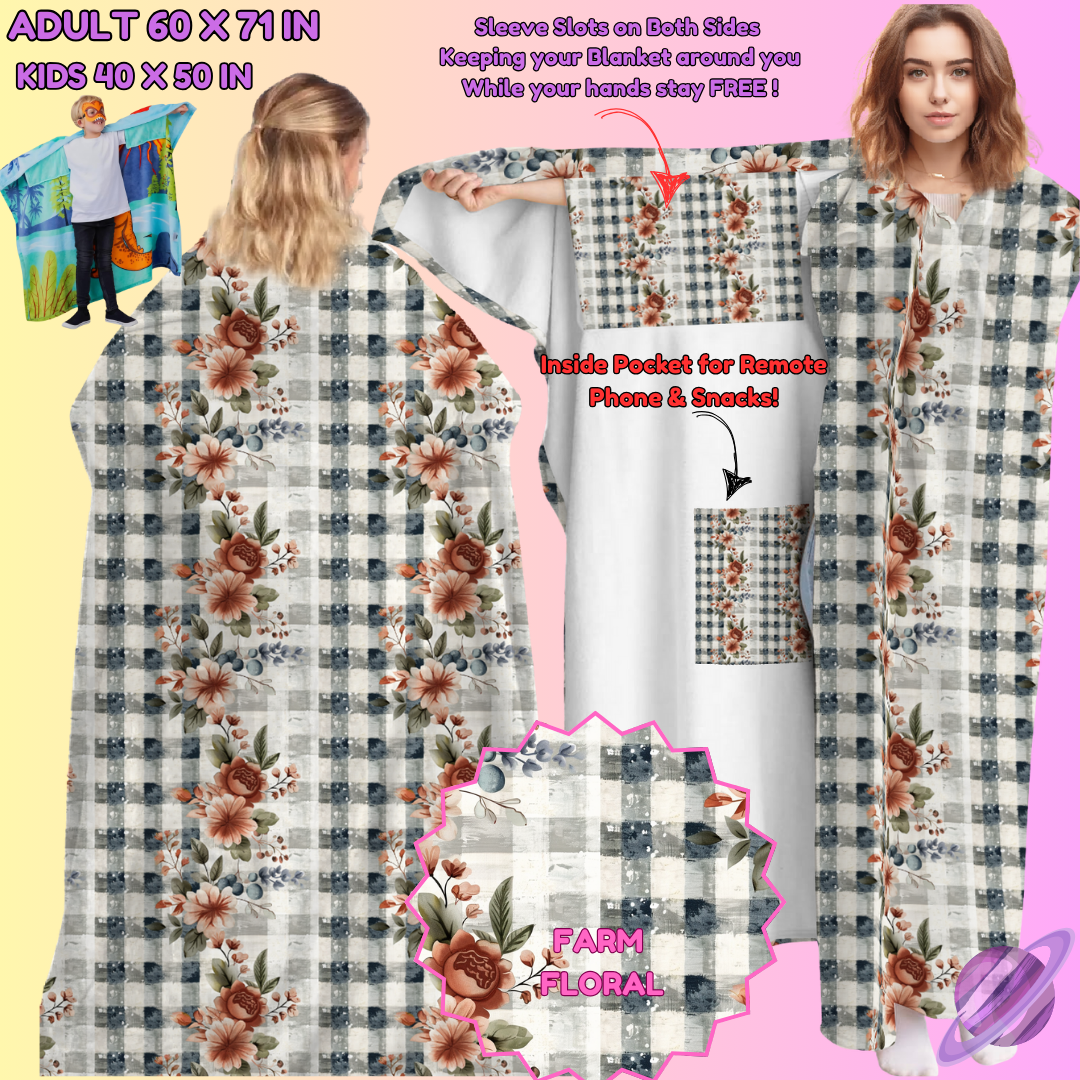 WEARABLE THROW RUN-FARM FLORAL-PREORDER CLOSING 8/31