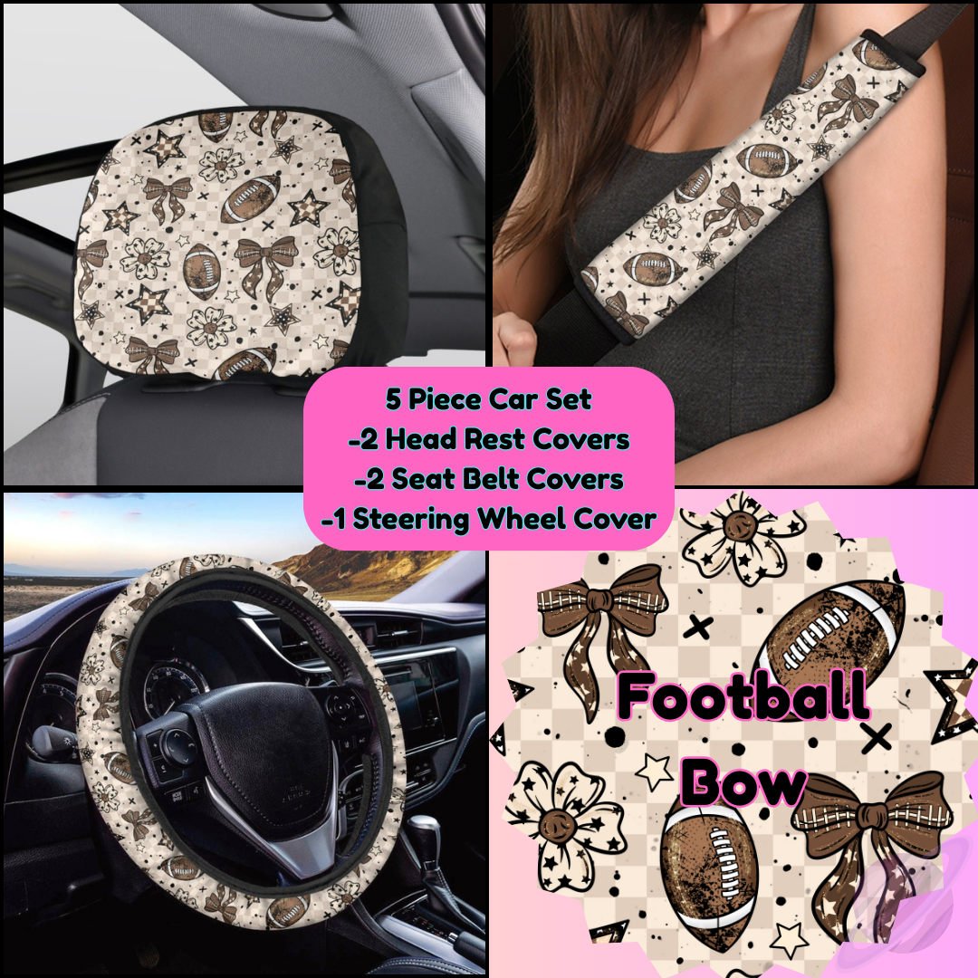 5 PIECE CAR SET-FOOTBALL BOW-PREORDER CLOSING 9/5