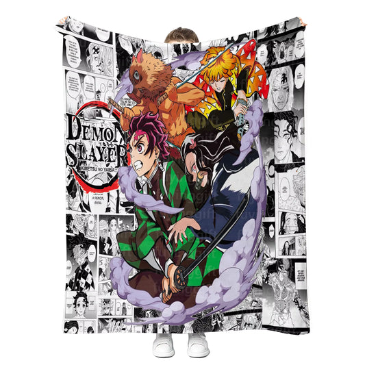Anime Throw Blanket | Demon Killer Style Cozy Fleece Throw