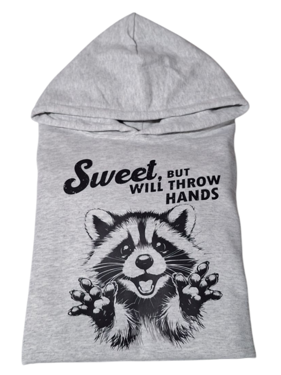 Sweet but will Throw Hands Raccoon Hoodie Sweater