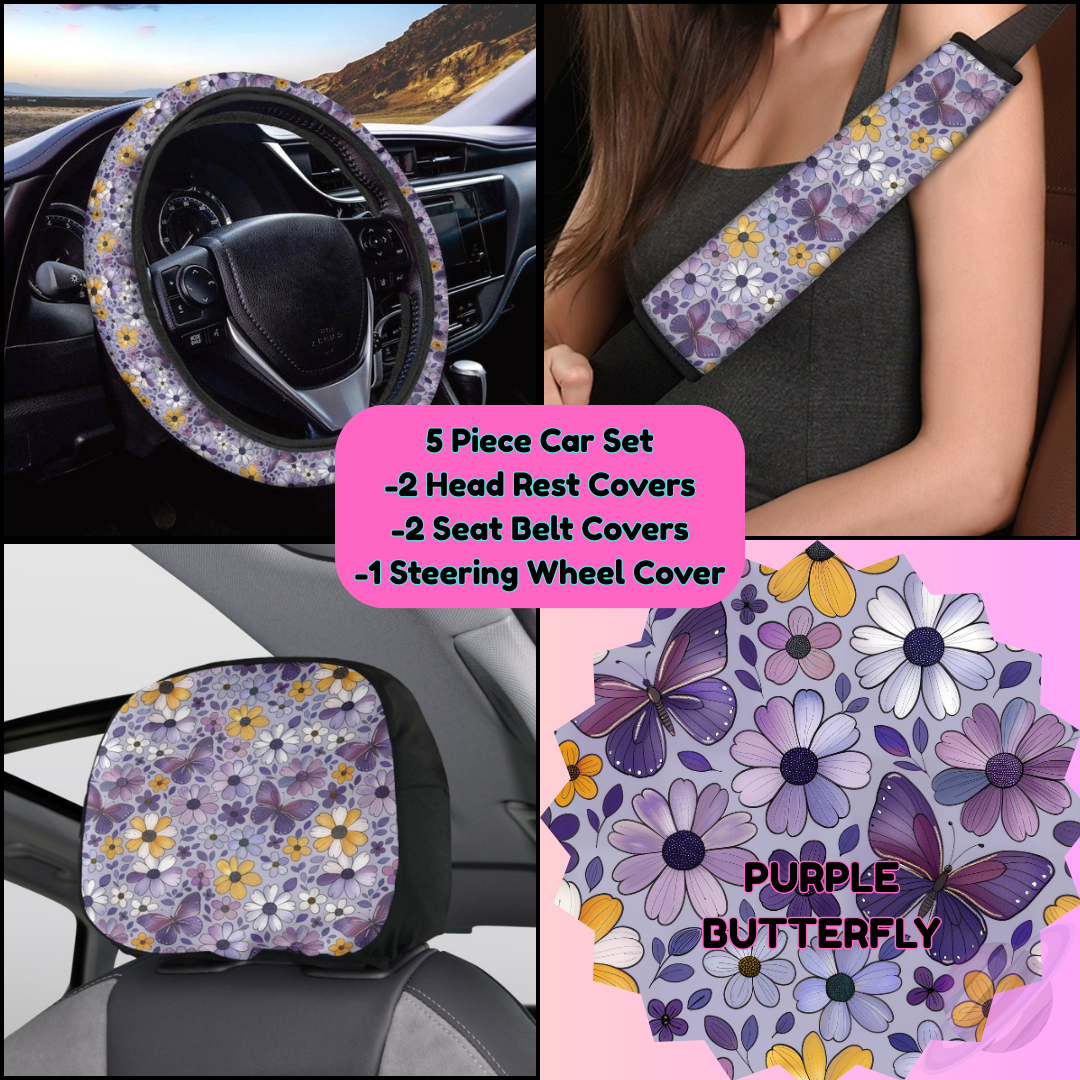 5 PIECE CAR SET-PURPLE BUTTERFLY-PREORDER CLOSING 9/5