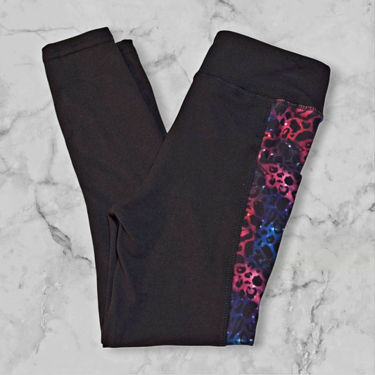 Galaxy leopard print kids pocket Leggings