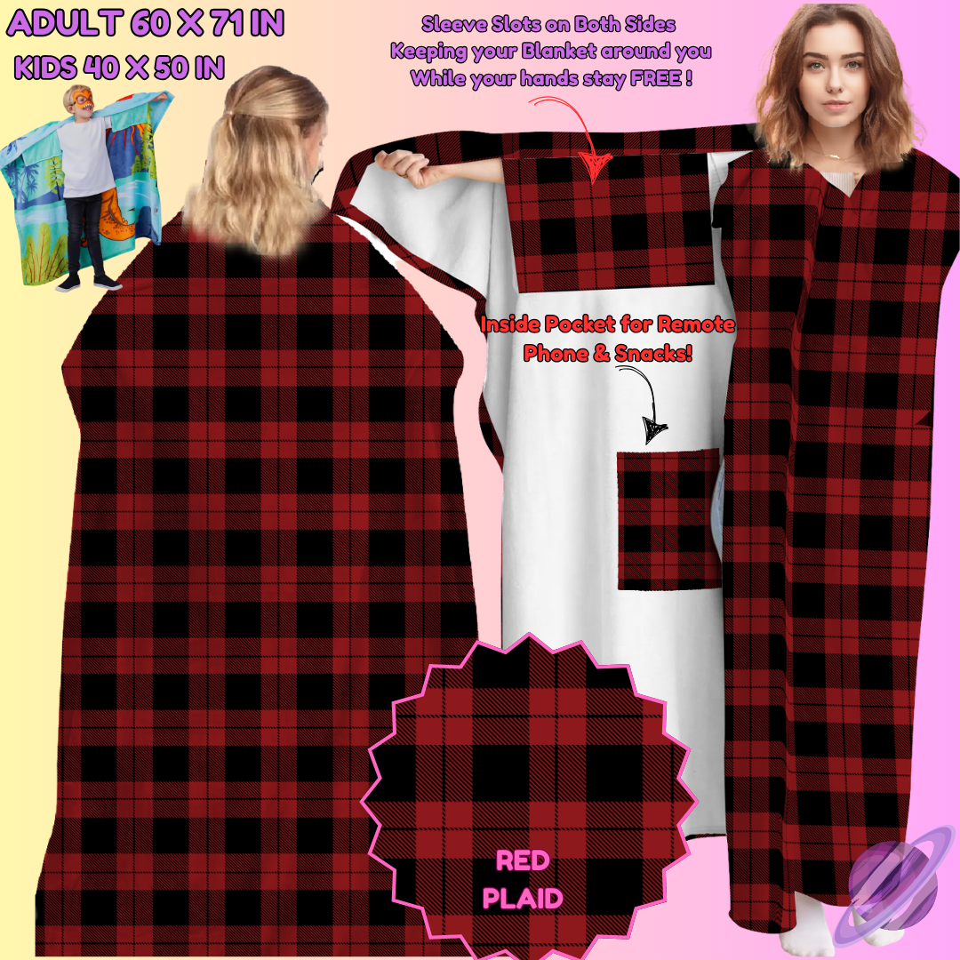 WEARABLE THROW RUN-RED PLAID-PREORDER CLOSING 8/31