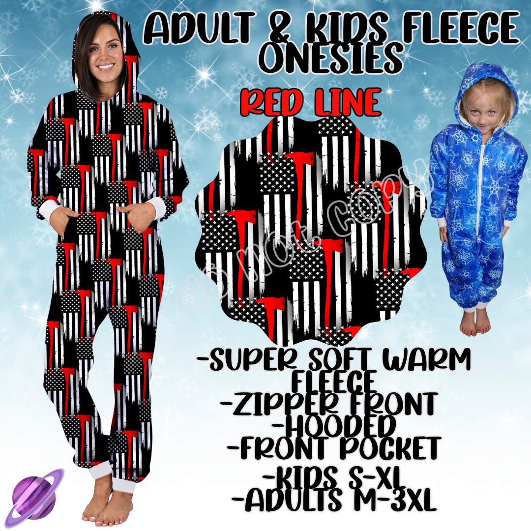 RED LINE - ADULT & KIDS FLEECE ONESIES CLOSING 9/28