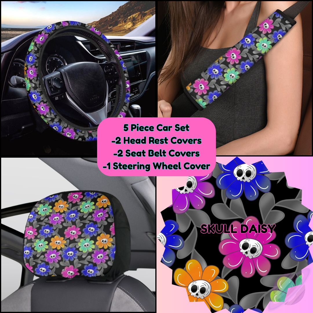 5 PIECE CAR SET-SKULL DAISY-PREORDER CLOSING 9/5