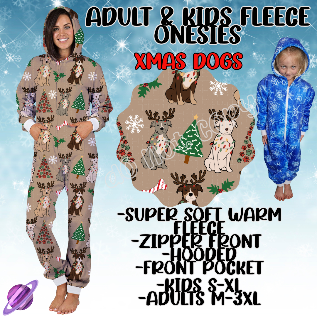 XMAS DOGS - ADULT & KIDS FLEECE ONESIES CLOSING 9/28