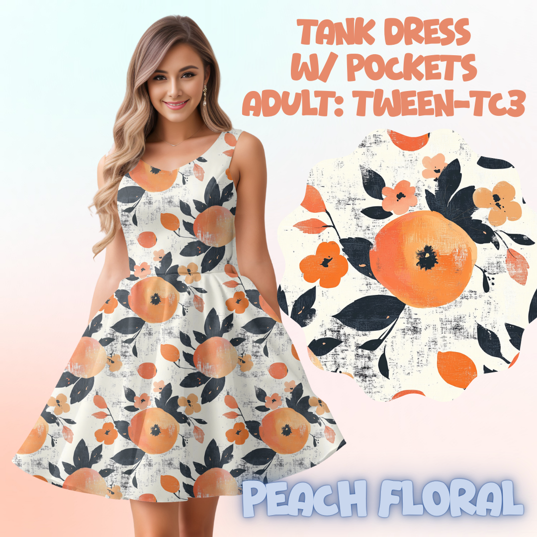 PEACH FLORAL - ADULT TANK DRESS PREORDER CLOSES 5/15