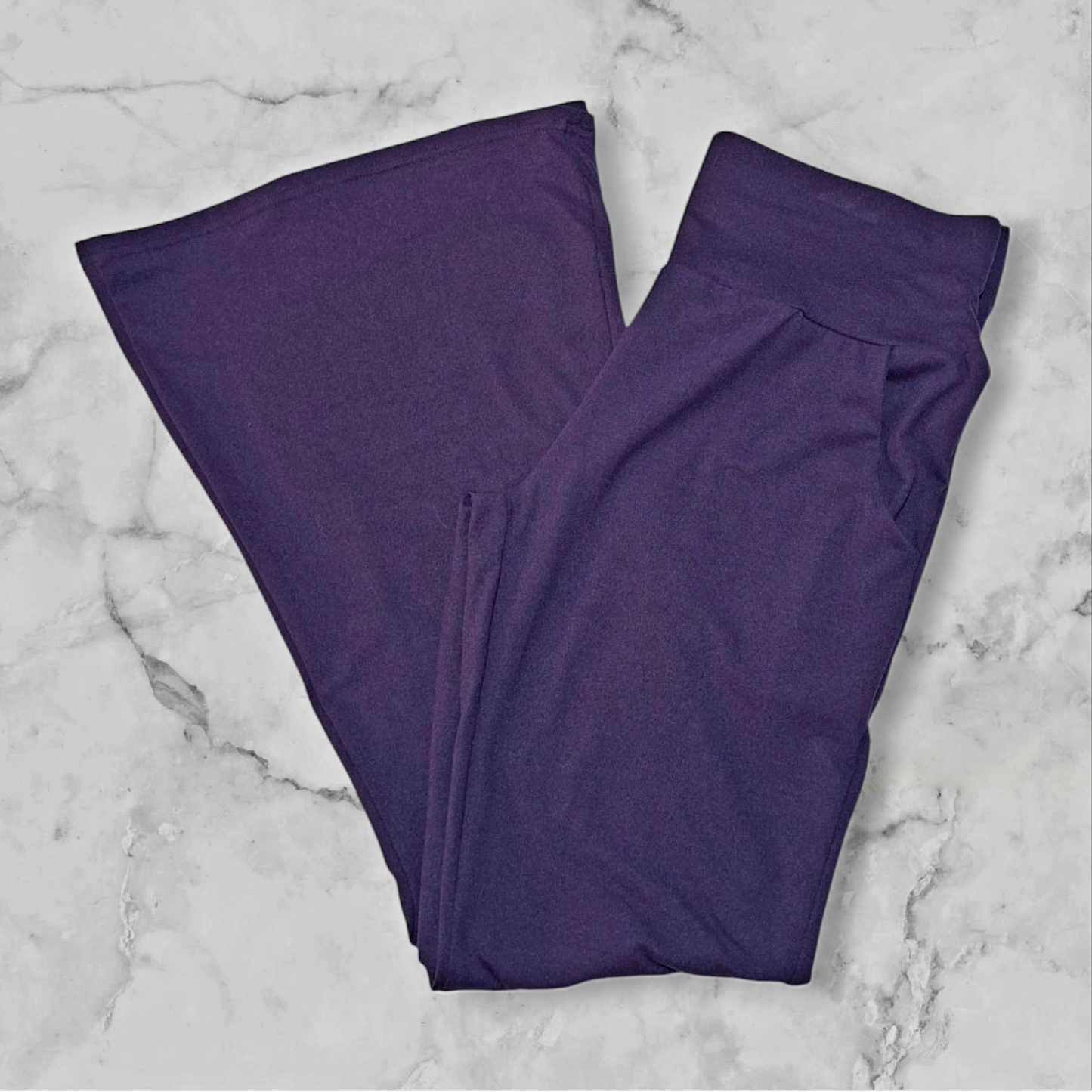 Solid Purple Flare Pocket Leggings