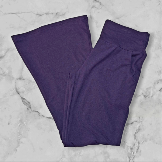 Solid Purple Flare Pocket Leggings
