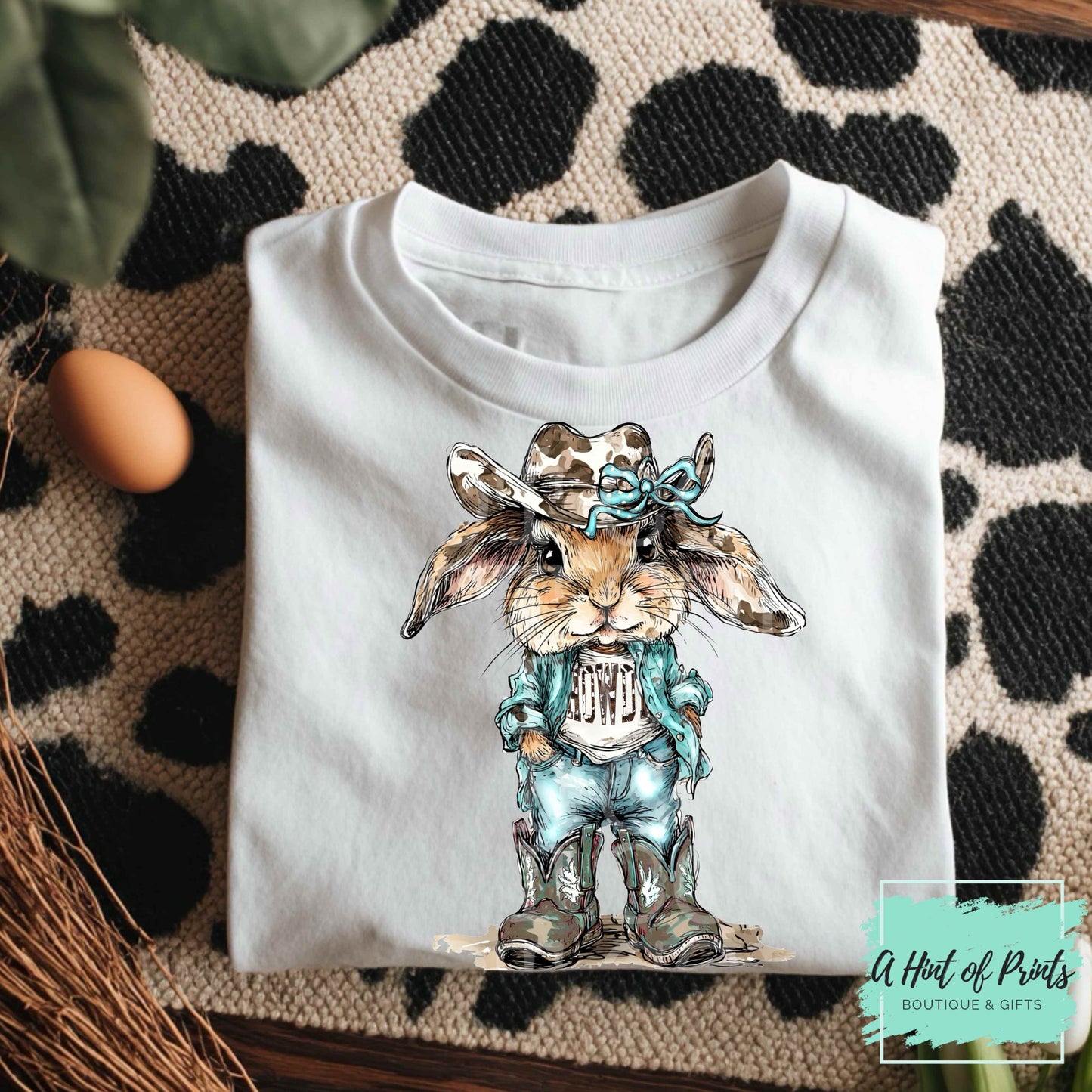Cowboy/Cowgirl Bunny - Western Easter Graphic Tee, Hoodie & Crewneck Sweatshirt