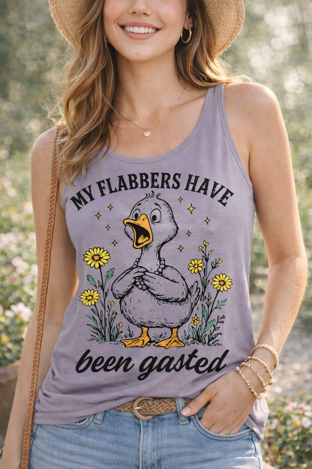 My Flabbers Have Been Gasted Tank Top | Funny Goose Graphic Summer Tank for Women
