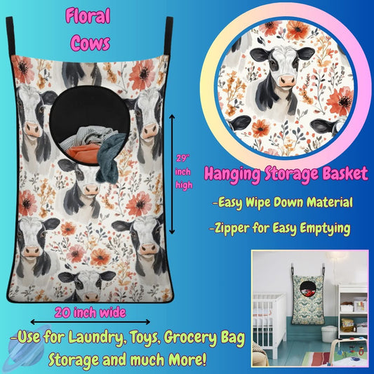 FLORAL COWS - Hanging Storage Basket