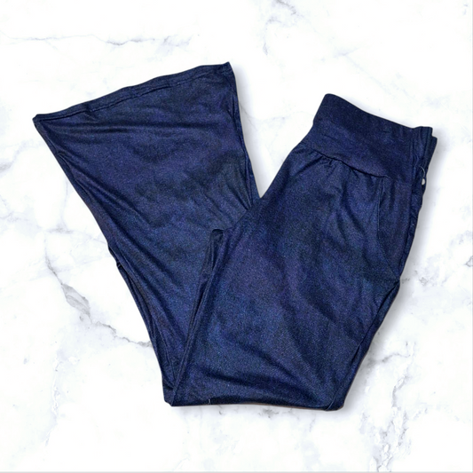 Faux Denim Flare Pocket Leggings