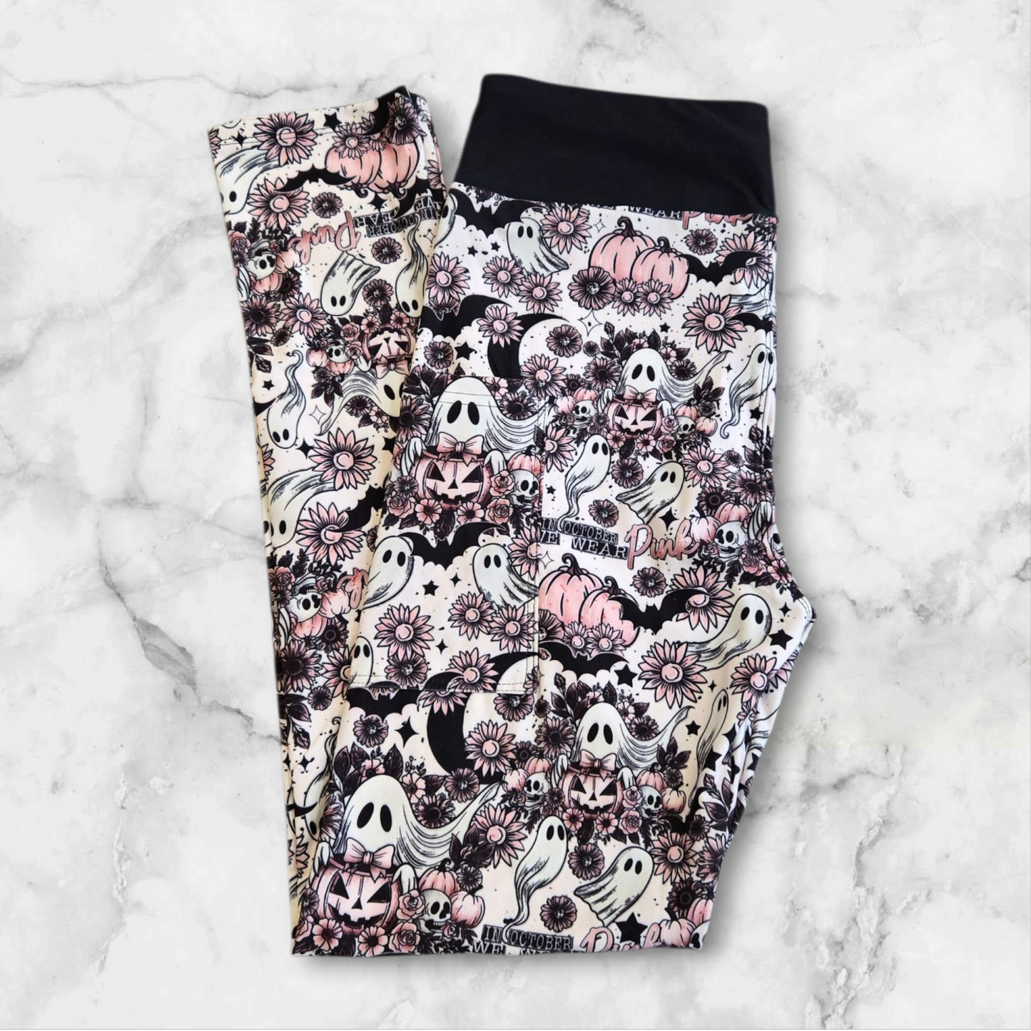 Spooky BC Full-Length Leggings with Pockets | Halloween Pink