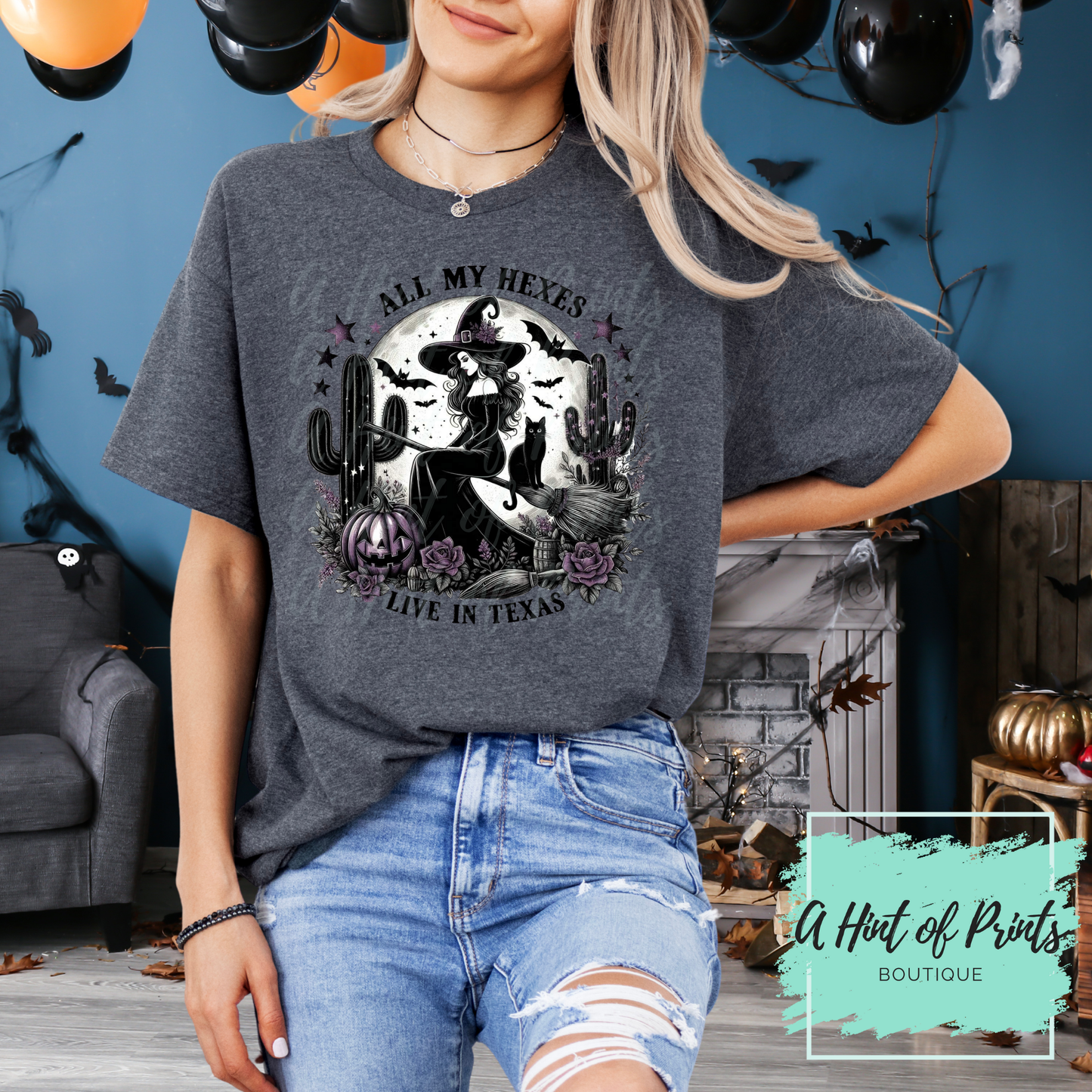 All My Hexes Live in Texas Tee | Witchy Halloween Shirt