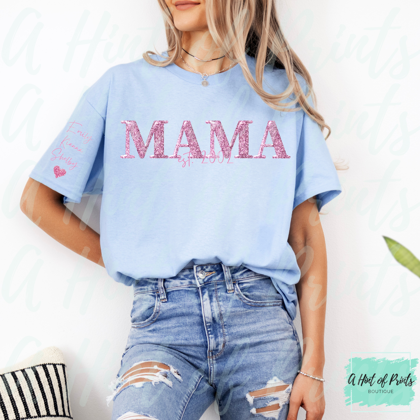 Personalized Glitter Mama Apparel – Custom Est Year Shirt, Hoodie, Sweatshirt, Tank