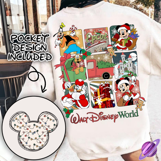 HOLIDAY FRIEND BLOCK SWEATSHIRT W/ POCKET PRINT