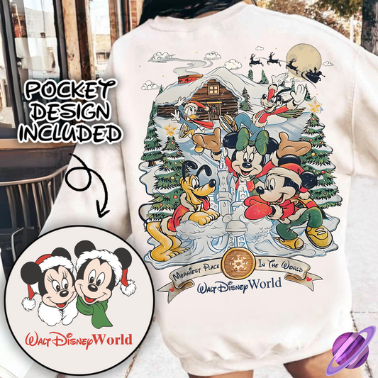 HOLIDAY FRIEND SNOW CASTLE SWEATSHIRT W/ POCKET PRINT