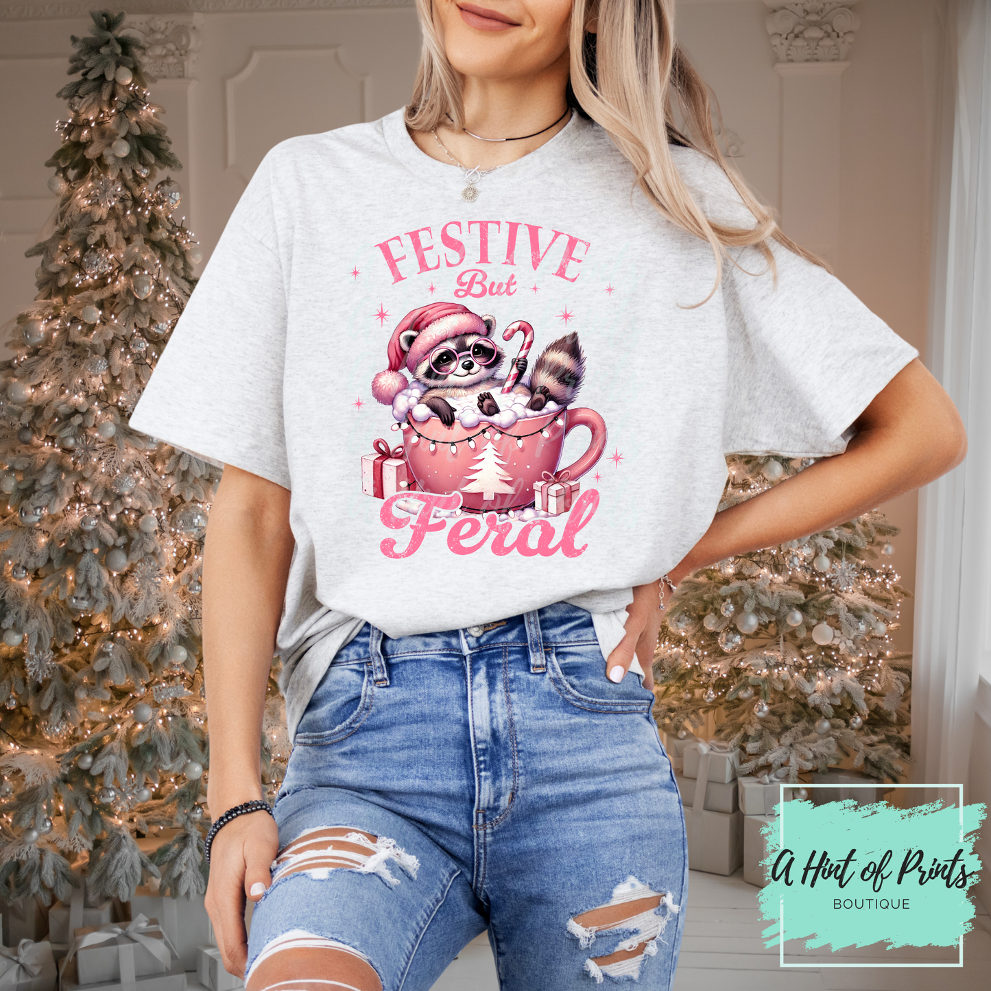 Festive but Feral | Funny Holiday T-Shirt, Crewneck & Hoodie