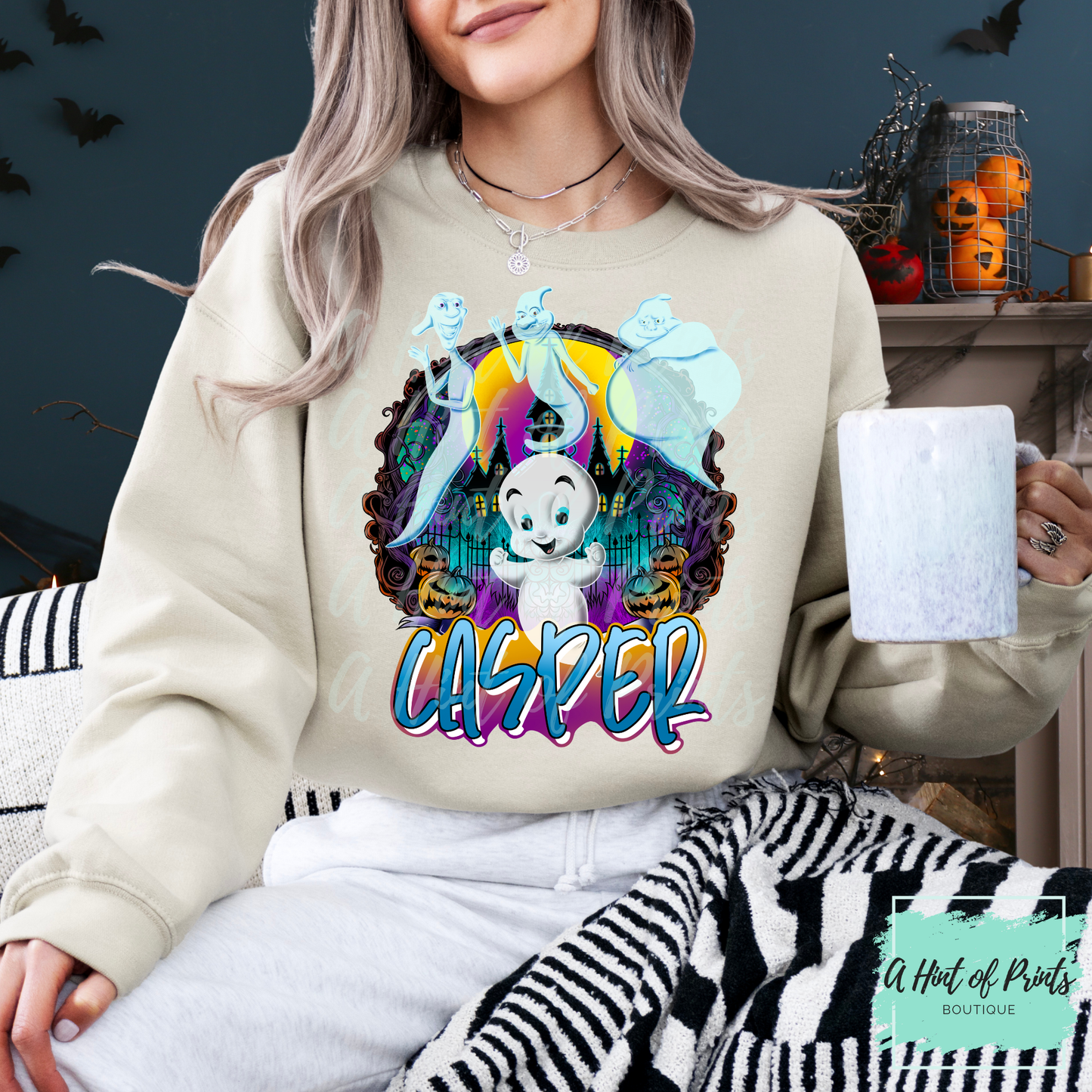 Friendly Ghost Halloween Crewneck Sweatshirt