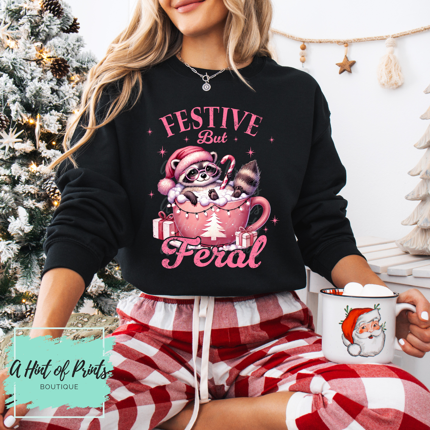 Festive but Feral | Funny Holiday T-Shirt, Crewneck & Hoodie