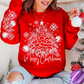 MERRY XMAS TREE SWEATSHIRT W/ SLEEVE PRINT