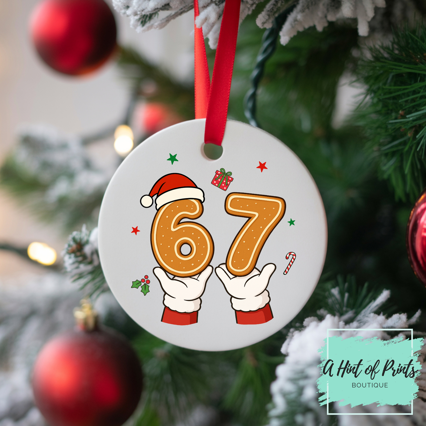 67 Meme Wood Ornament – Funny Christmas Decor