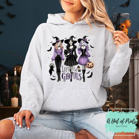 Let’s Go Ghouls Halloween Hoodie or Crewneck – Witchy Sweatshirt for Spooky Season