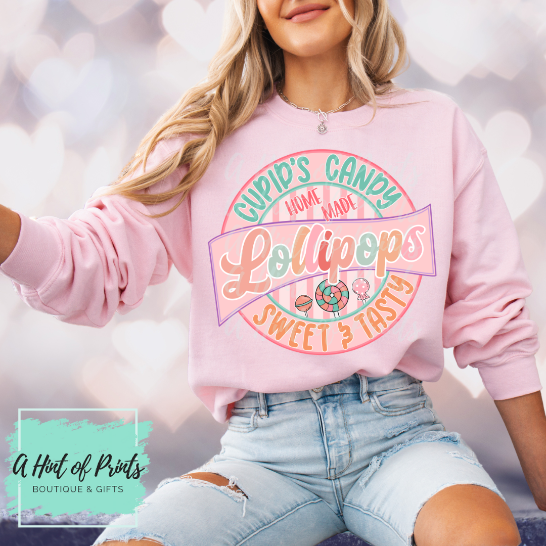 Cupid's Candy Lollipops Valentine’s Day Graphic Tee, Crewneck & Hoodie