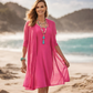 Flattering A-line Dress with pockets - Hot Pink